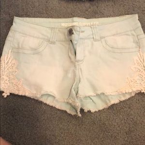 Light seafoam green shorts with lace